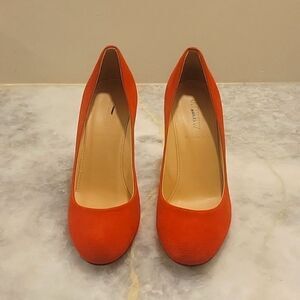 NEW J Crew Red Suede Mona Rounded Toe Modest HeelsPumps Christmas Work 7.5 Y2k